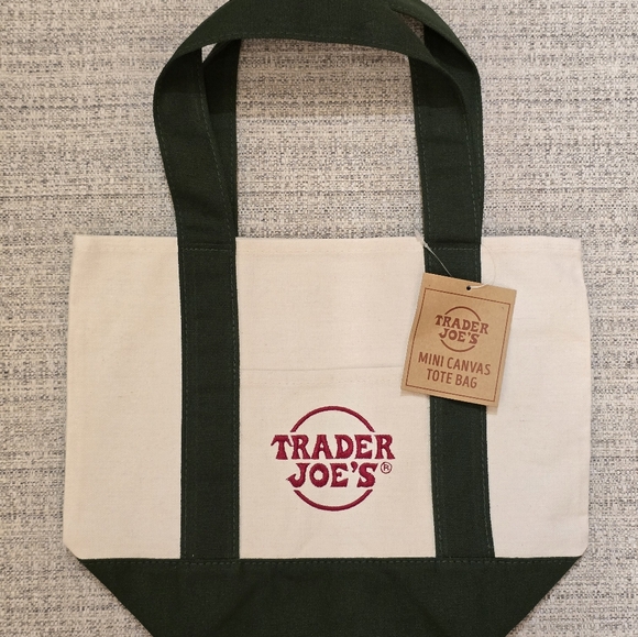 Trader Joe's Mini Canvas Tote Bag Green - Picture 4 of 4